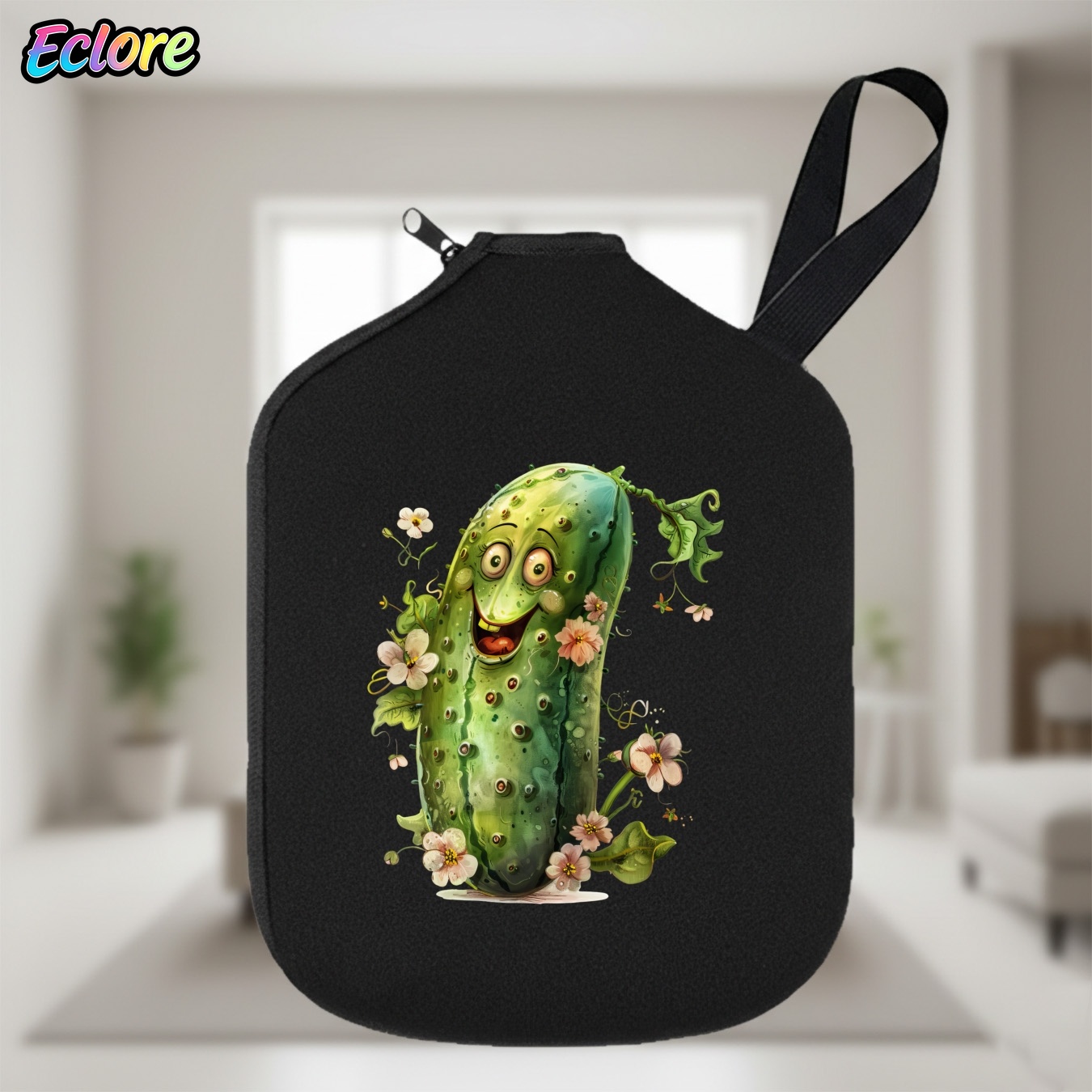 Racket Cover Bag - غطاء مضرب بيكلبول بتصميم كرتوني مبتسم،