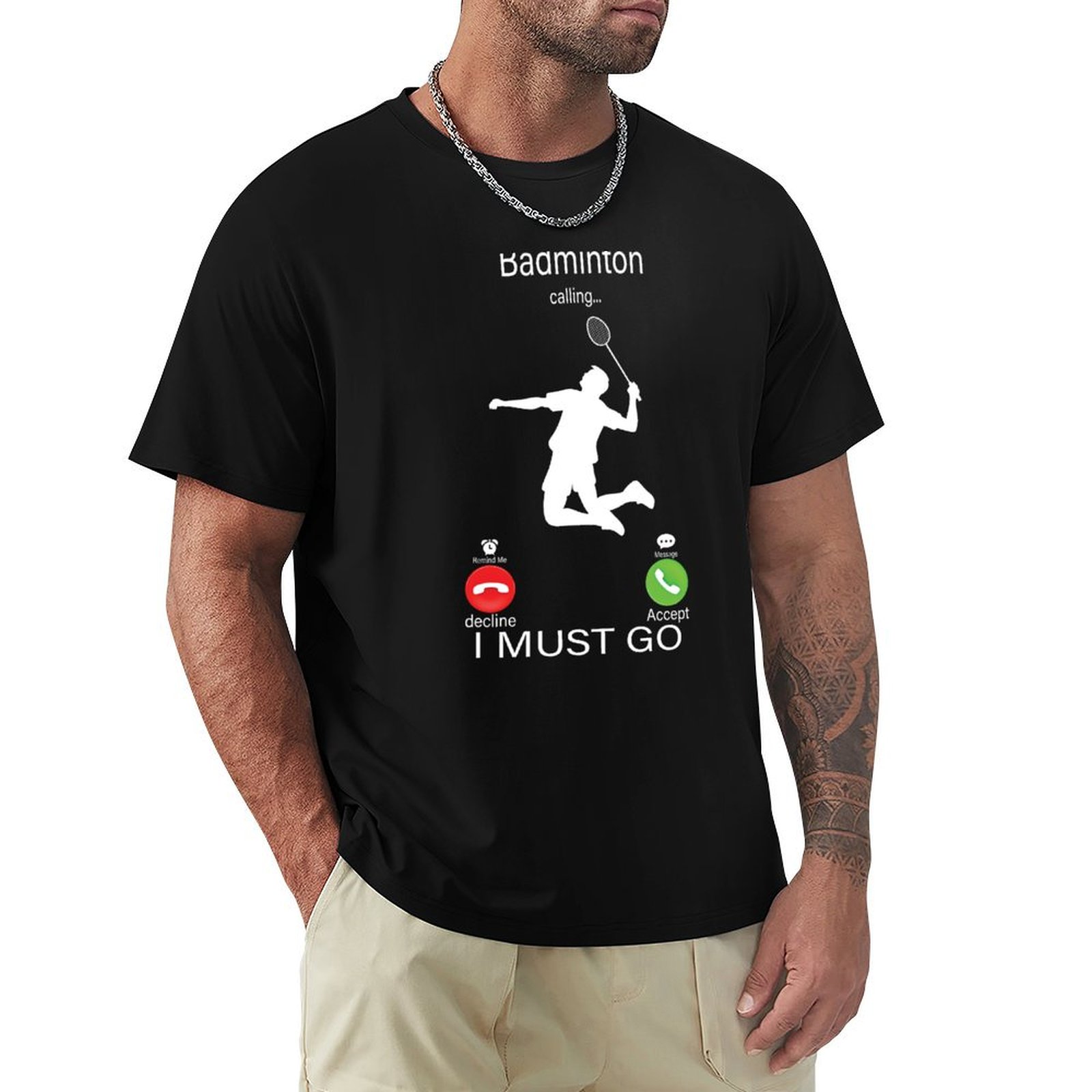 Badminton Is Calling - تي شيرت كاجوال فضفاض بأكمام قصيرة