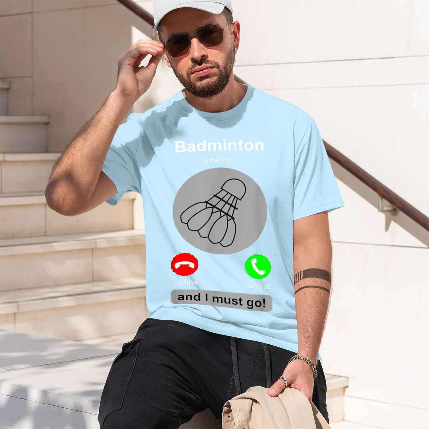 تي شيرت رجالي بتصميم كاجوال مع - مراجعة Badminton Is Calling وسعره